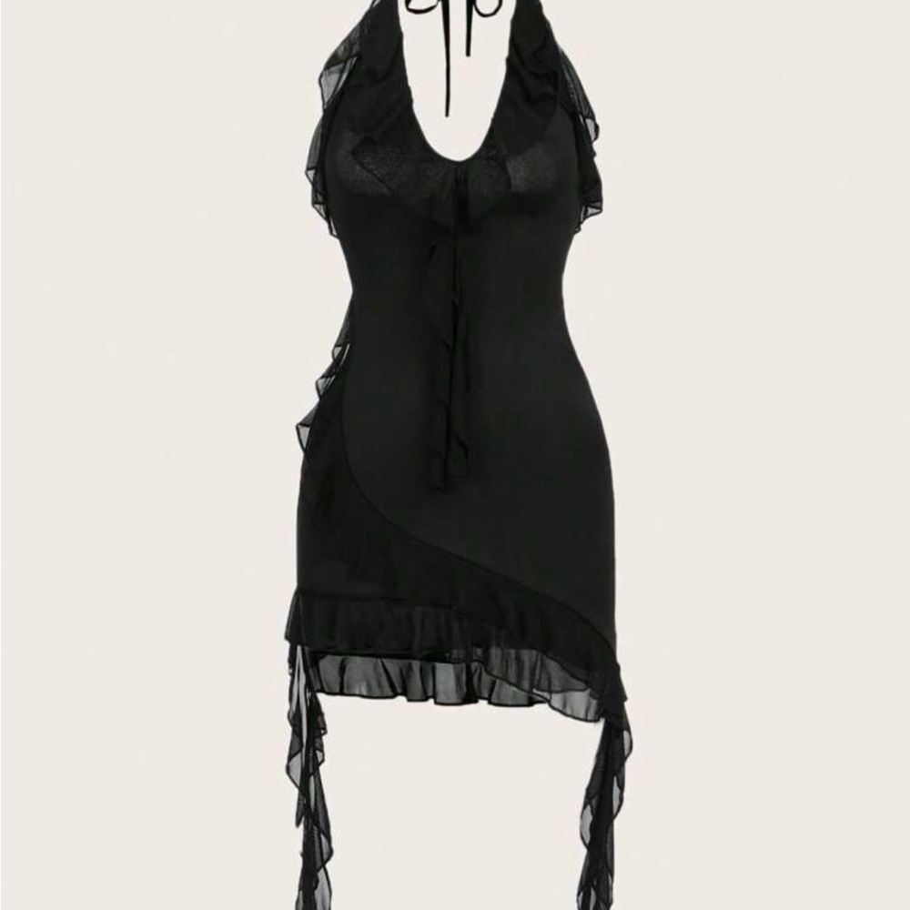 Black Sheer Halter Dress